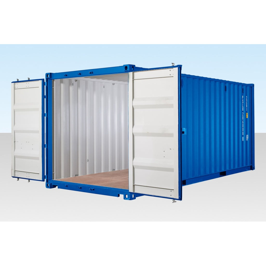 Contenedor Autoservicio DE 20 PIES CON PISO DE BAMBÚ – AZUL (RAL 5010)
